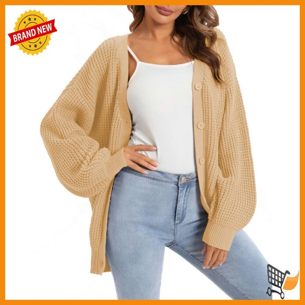 Oversized Cotton Cardigan Button Down Knit Sweater Fall Top